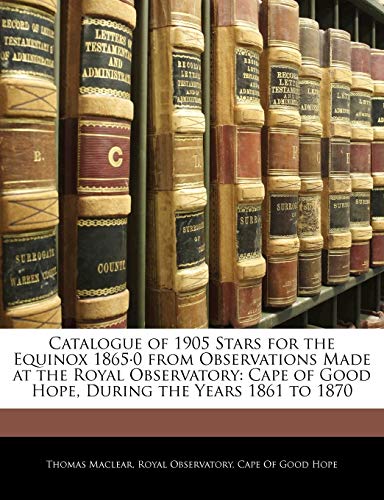 Catalogue of 1905 Stars for the Equinox 1865.0 from Observations Made at the Royal Observatory