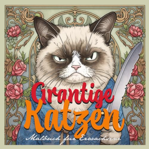 Grumpy Cats Grayscale Coloring Book for Adults